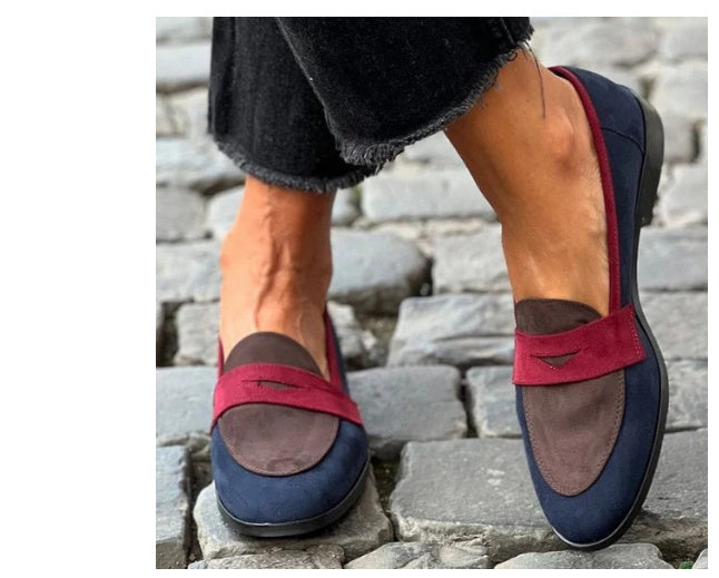 Round Toe Loafers Suede Color Matching GlamzKart