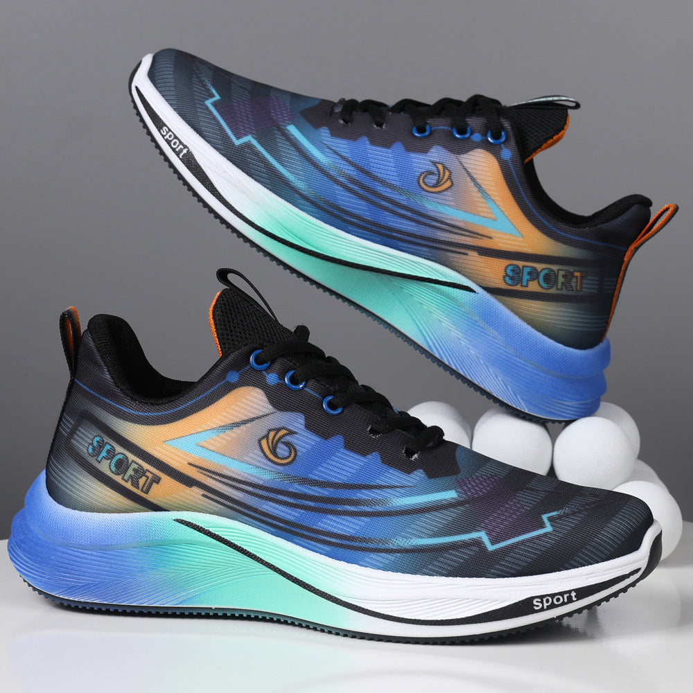 Mesh Breathable Running Shoes Lightweight Comfortable Breathable Trendy Casual Shoes Men's Shoes Black And Blue GlamzKart
