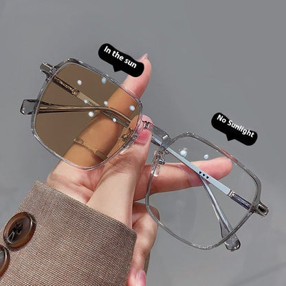 New Fashion Personality Color Changing Glasses Women Gray Color Caramel Tea GlamzKart