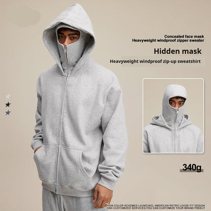 Profile With Sports Windproof Mask Zipper Sweater GlamzKart