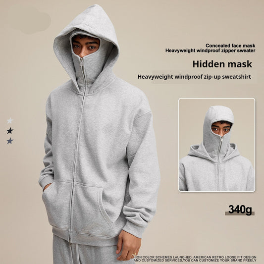 Profile With Sports Windproof Mask Zipper Sweater GlamzKart