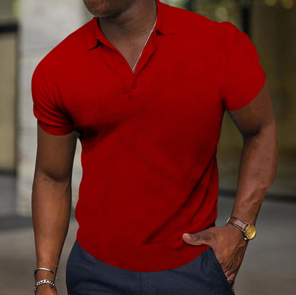 Sports Fitness T-shirt Summer Slim Fit Multi-color Short Sleeve Men's Casual Bright Red GlamzKart