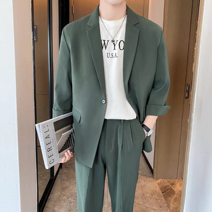 Casual Suit Men's Trendy Baggy Coat Green Suit jacket GlamzKart