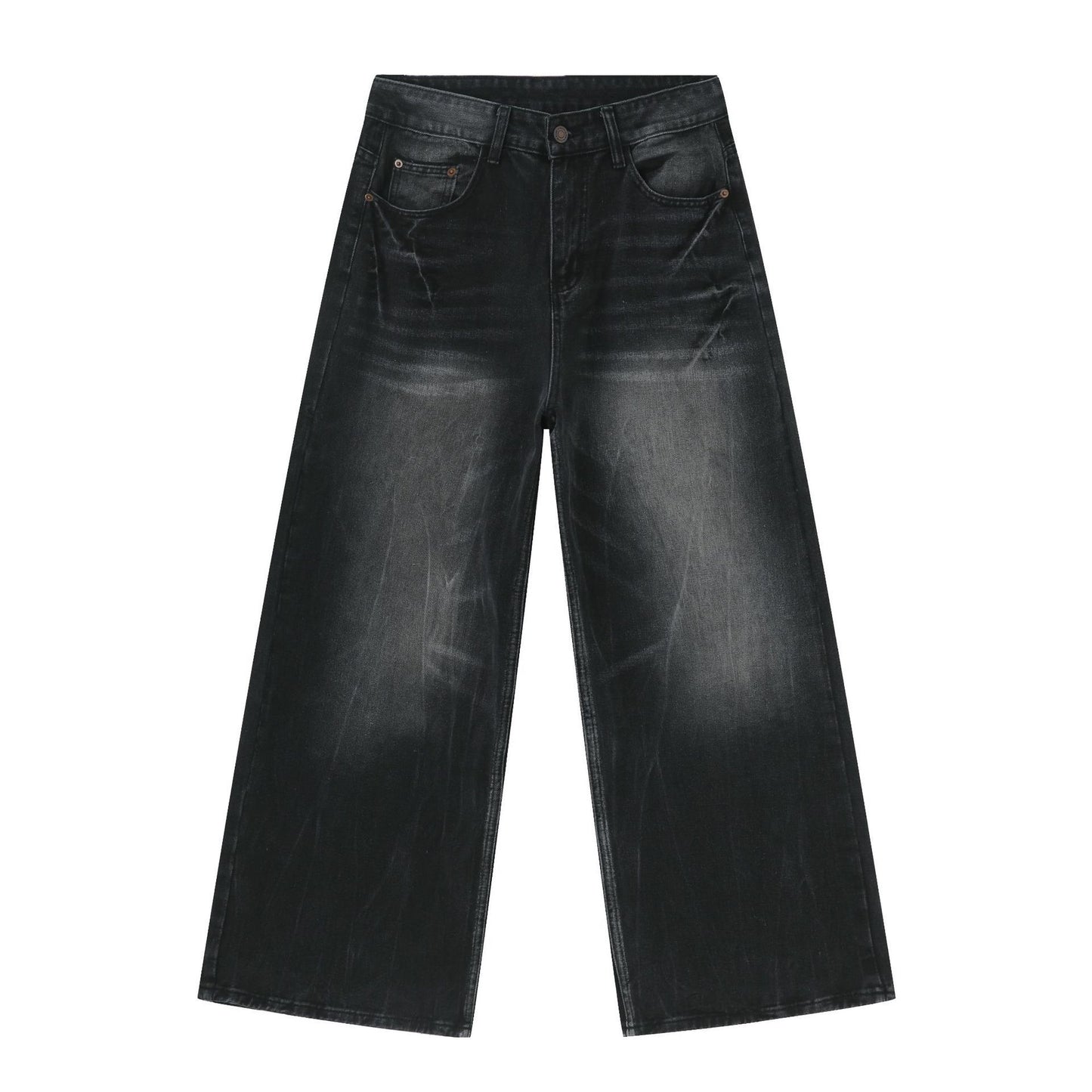 Men's Summer New Loose Straight Jeans Black And Gray GlamzKart