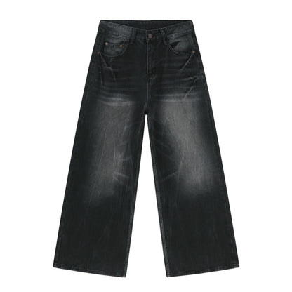 Men's Summer New Loose Straight Jeans Black And Gray GlamzKart