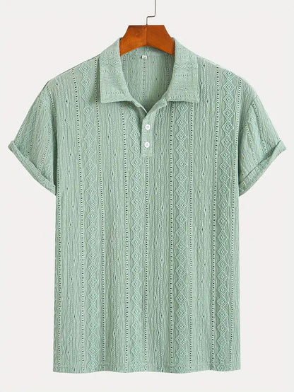 Men's Breathable Hollow-out Lightweight Casual Top Light Green GlamzKart