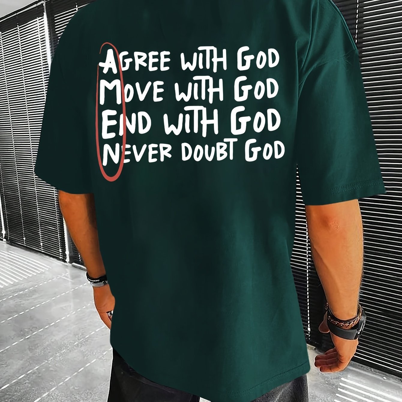 Simple Casual Men's Letter Short Sleeve T-shirt Dark Green GlamzKart