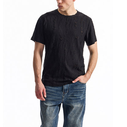 Simple Half Sleeve Men's Tops Loose Black GlamzKart