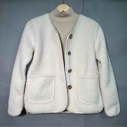 Round Neck Lamb Wool Loose Coat