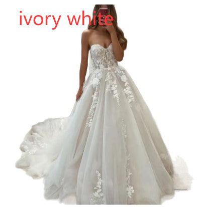 Bridal Lace Tube Top Main Yarn Heavy Industry Advanced Ivory White GlamzKart