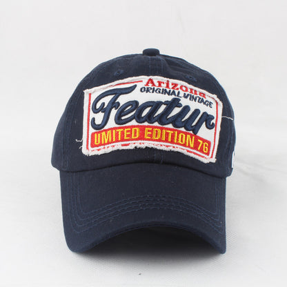 European And American Style Featur Letter Embroidered Peaked Cap Outdoor Casual Hat Navy Blue Adjustable GlamzKart