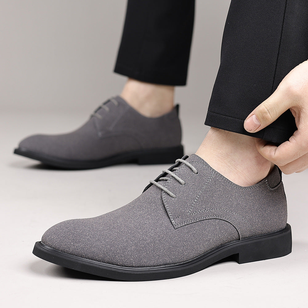 Fashion British Suede Leather Work Shoes Men Gray GlamzKart