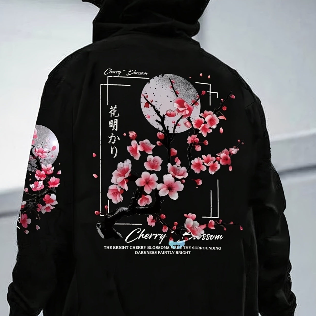 Men's Hoodie With Cherry Blossom Pattern Lining GlamzKart