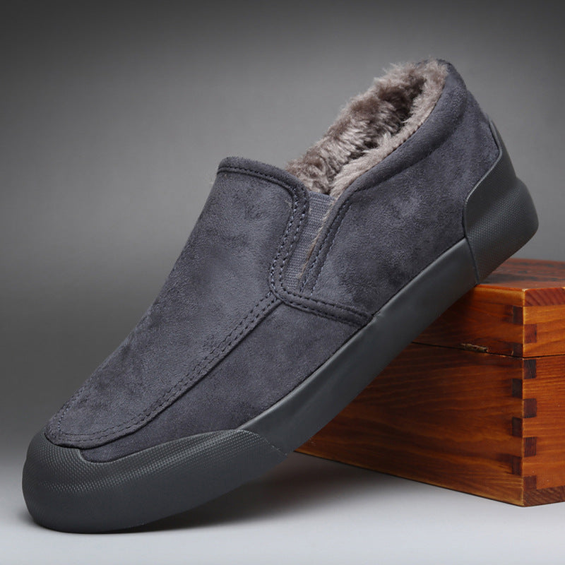 Men's Casual All-match Cloth Cover Velvet Shoes Gray GlamzKart