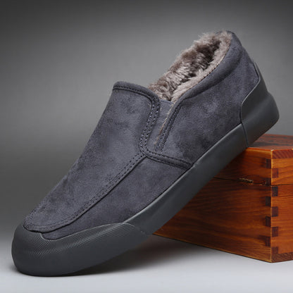 Men's Casual All-match Cloth Cover Velvet Shoes Gray GlamzKart