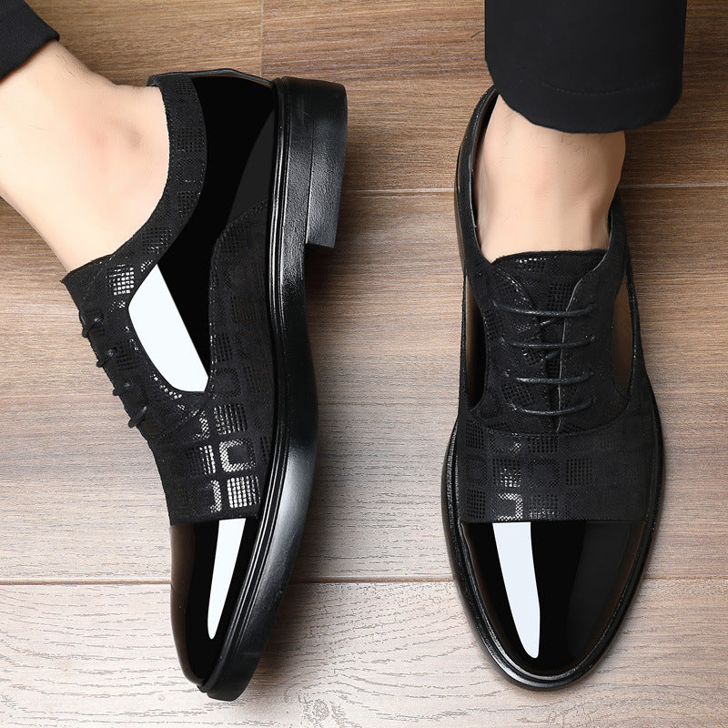 Men's Versatile Spring And Autumn Business Leather Shoes Black GlamzKart