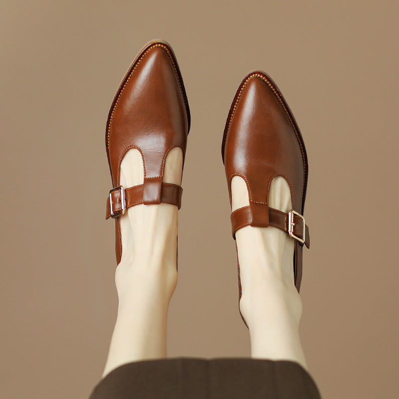 Chunky Heel New Soft Leather British Leather Shoes GlamzKart