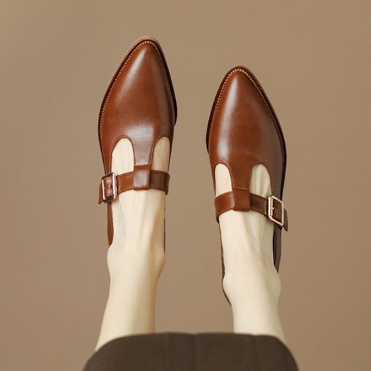 Chunky Heel New Soft Leather British Leather Shoes GlamzKart