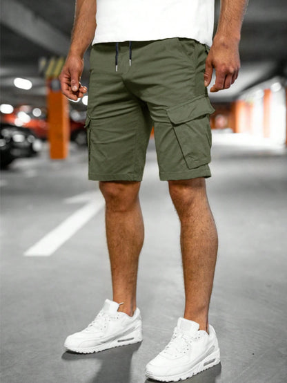 Fashion Personality Men's New Woven Five-point Pants Army Green GlamzKart