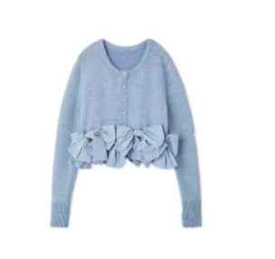 Women's Long-sleeved Sweater Bow Decoration Temperament Leisure Top