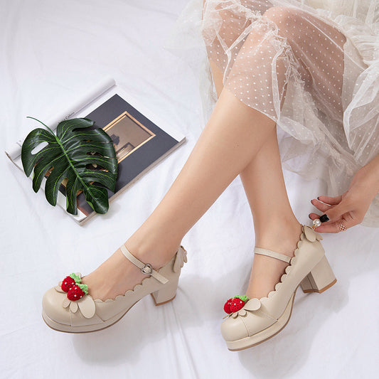 Retro Round Head Chunky Heel Mary Jane Shoes GlamzKart
