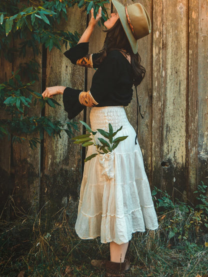 Casual Women Bohemian Loose Solid Skirt White GlamzKart