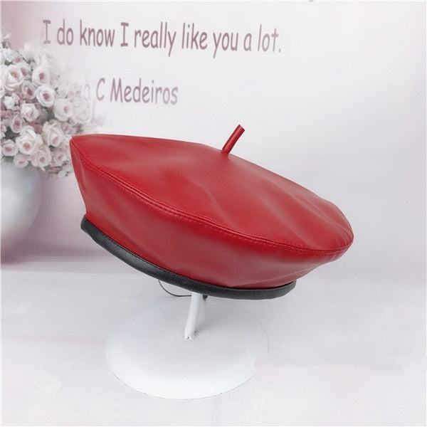Women's Octagonal Pumpkin Hat Painter Hat Black Wine Red M GlamzKart