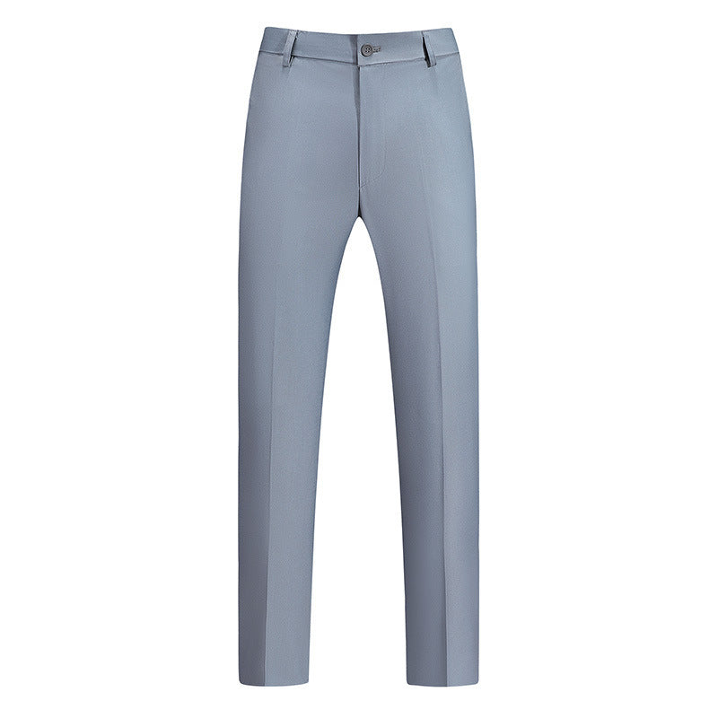 New Boys Straight Solid Color Business Wear Draping Effect Casual Suit Pants Gray GlamzKart