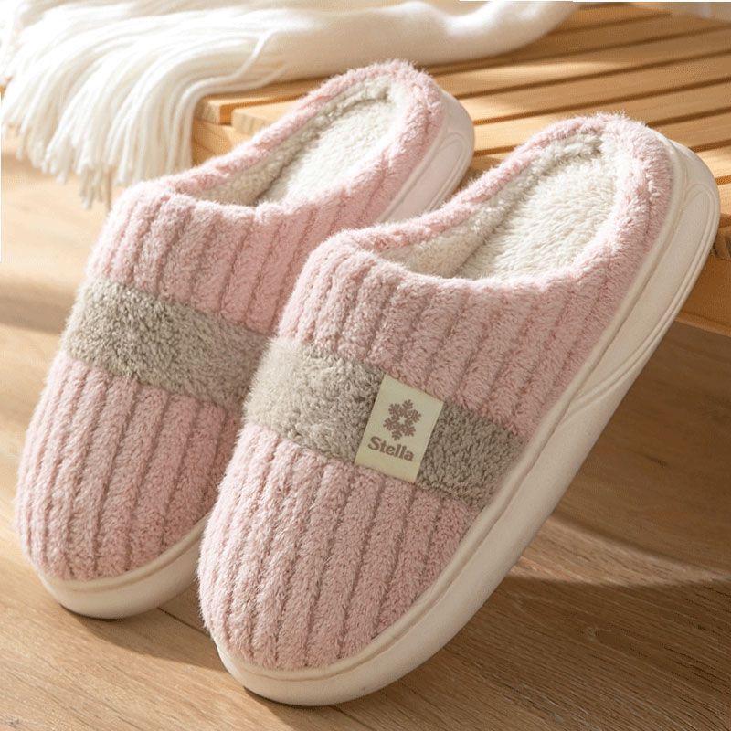 New Fleece-lined Thickened Cotton Slippers 2209 Pink GlamzKart