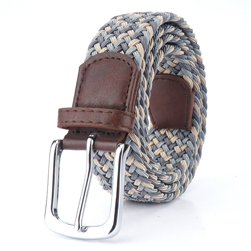 Silk Elastic Woven Elastic Men's Women's Belt Canvas Belt Dark Gray Light Gray Khaki GlamzKart