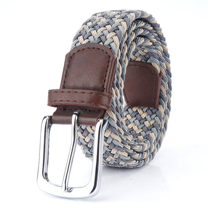Silk Elastic Woven Elastic Men's Women's Belt Canvas Belt Dark Gray Light Gray Khaki GlamzKart
