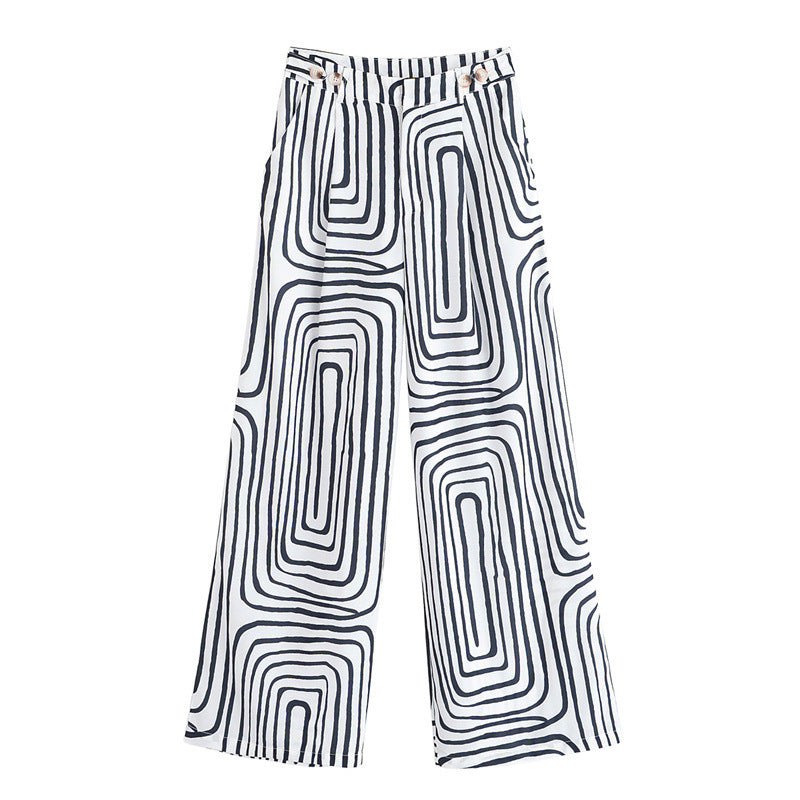 Summer Fashion Printed Geometric Women's Trousers Pants GlamzKart