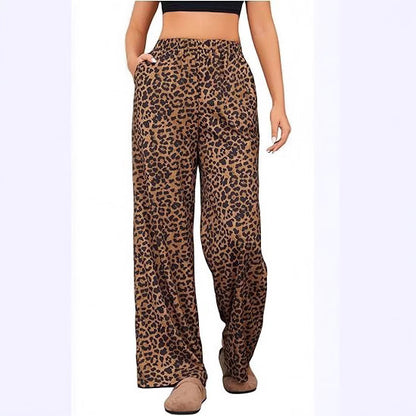 Women's Leopard Print Elastic High Waist Trousers GlamzKart