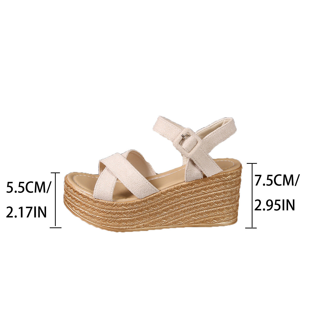 New Platform Platform Suede Women's Platform Wedge Platform Sandals Beige cross GlamzKart