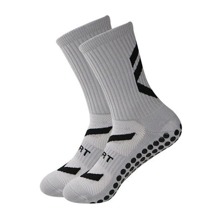 Non-slip Thickened Middle Football Shock-absorbing Wear-resistant Sports Socks Gray 38 To 45 GlamzKart