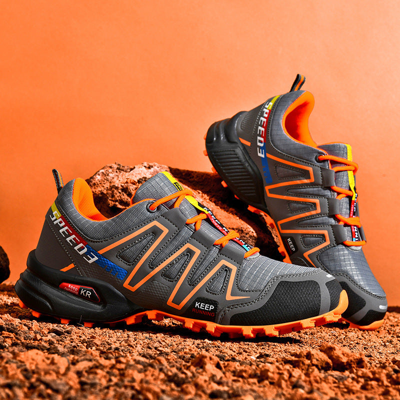Plus Size Outdoor Personality Fashion Casual Shoes Men Gray Orange GlamzKart
