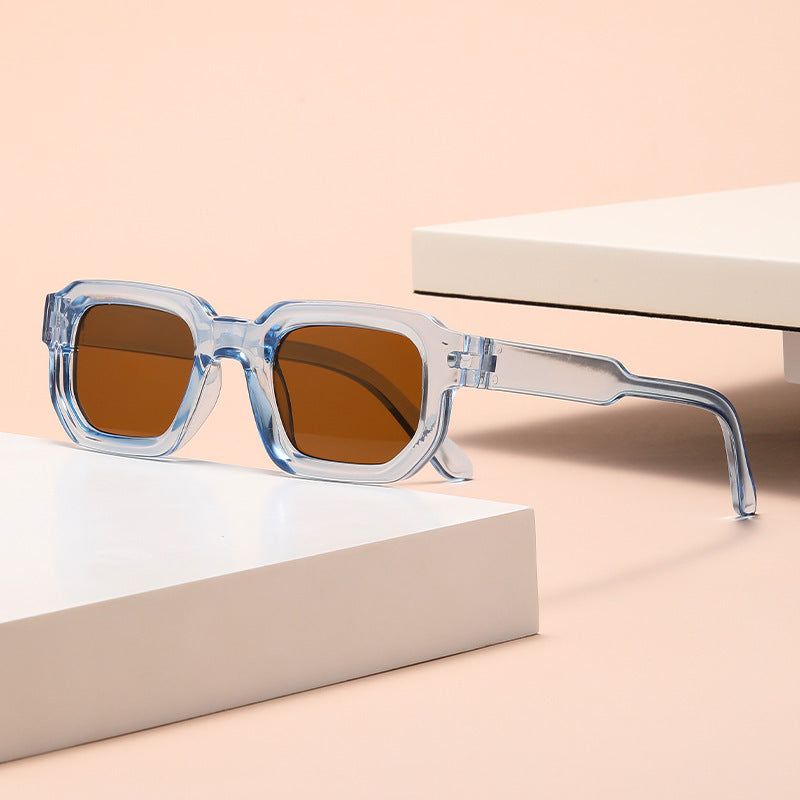 Fashionable Sunglasses Simple Personality Small Frame Square All-match Sunglasses Blue Frame Dried GlamzKart