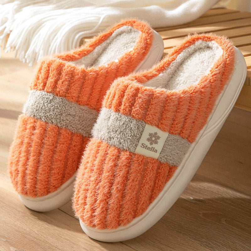New Fleece-lined Thickened Cotton Slippers 2209 Orange GlamzKart
