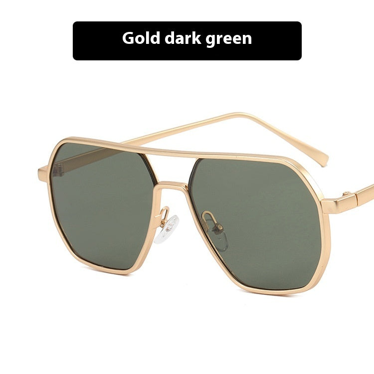 Men's Double Beam Sunglasses UV Protection As Shown In The Figure Golden Blackish Green GlamzKart