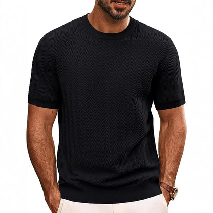 Men's Summer Hollow Breathable Sweater Solid Color T-shirt GlamzKart