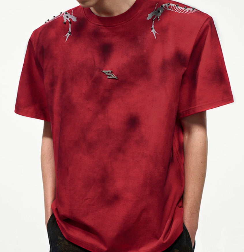 Rivet Backbone Spirit Snake Padded Shoulder Short Sleeve GlamzKart