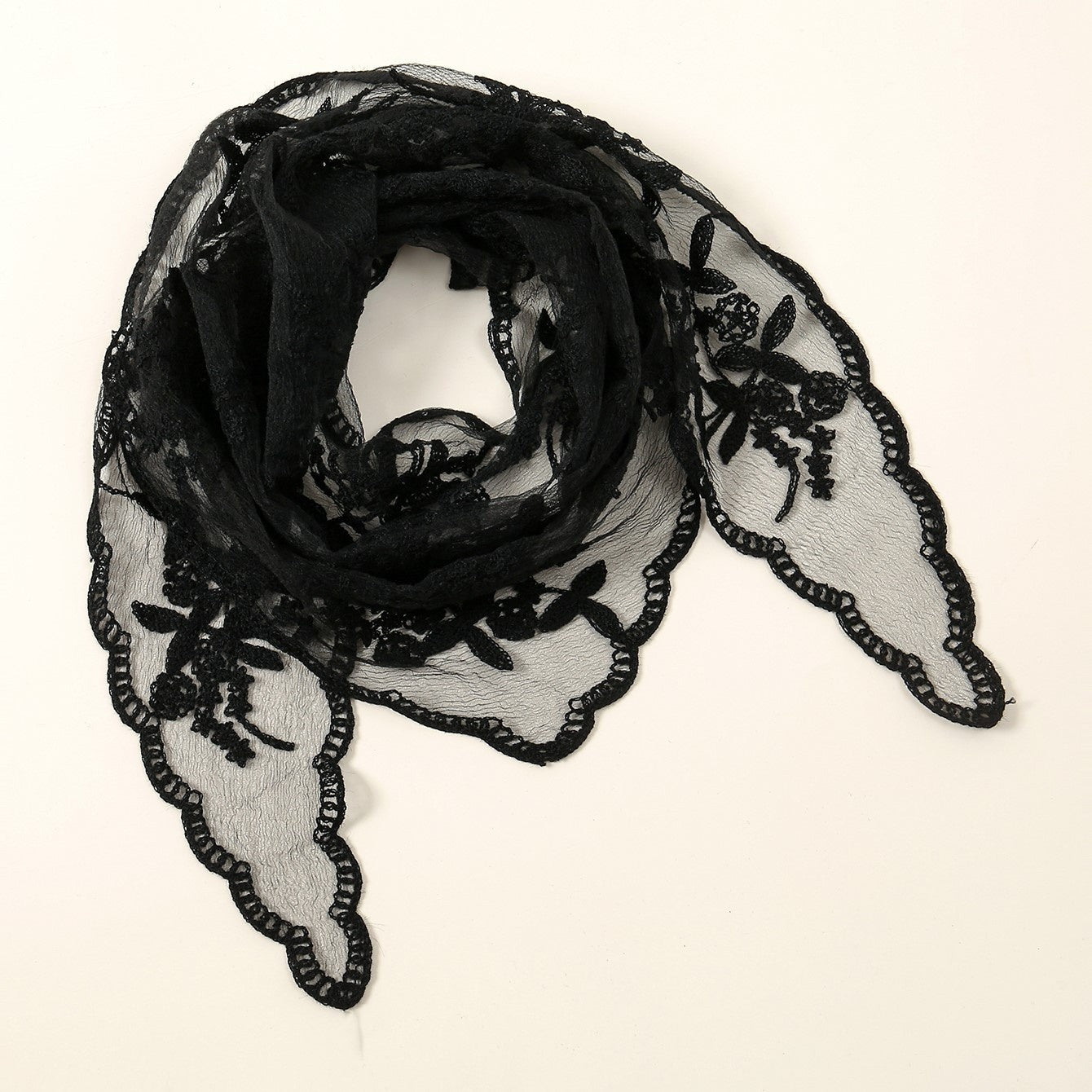 Embroidered Nylon Embroidered Decoration Shawl Scarf GlamzKart