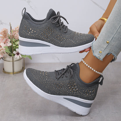 Rhinestone Lace Up Fashion Style Daily Commuter Women's Casual Shoes GlamzKart
