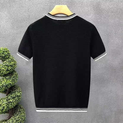 Men's Slim Fit Stretch Crew Neck T-shirt Black GlamzKart