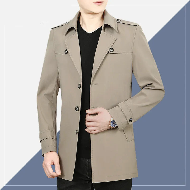 Coat New Spring Middle-aged Suit Jacket Khaki GlamzKart