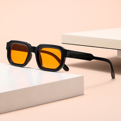 Fashionable Sunglasses Simple Personality Small Frame Square All-match Sunglasses Black Frame Orange Slices GlamzKart