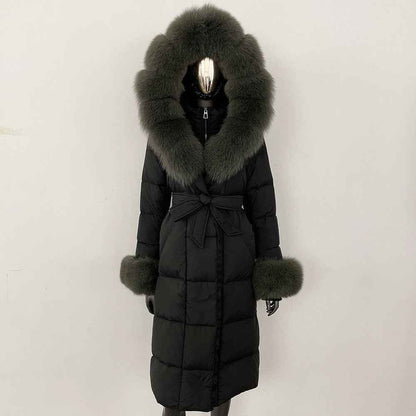 Thickened Long Section White Goose Down Slim Fit Women's Coat