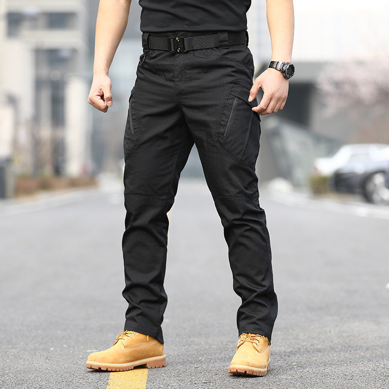 Loose Multi-pocket Pants Overalls Multi-pocket Outdoor Military Fans Black GlamzKart