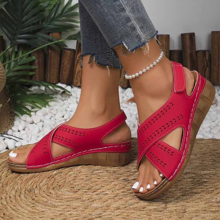 Plus Size Wedge Women's Back Strap Velcro Sandals GlamzKart