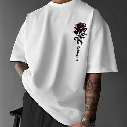 Unisex Wear Rose Graphic T-shirt White GlamzKart